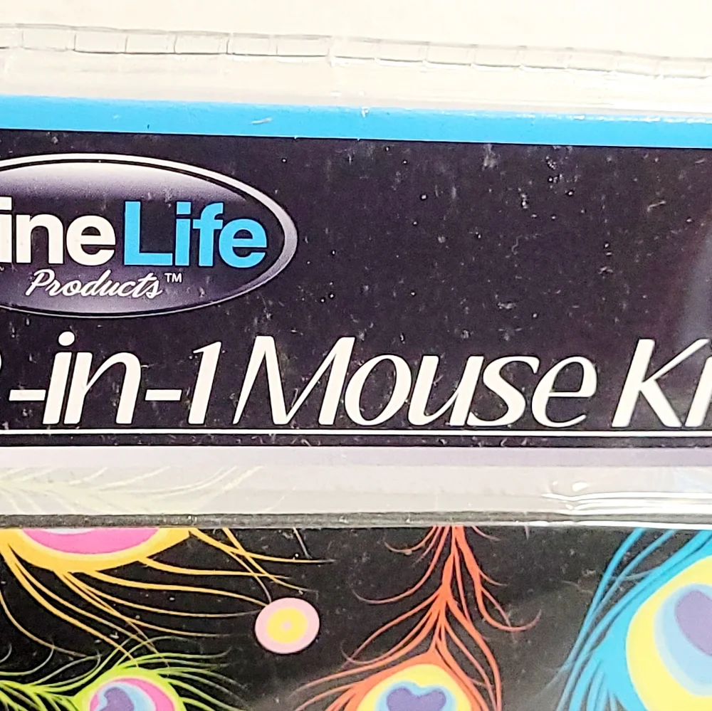 Fine Life Products 2-in-1 Mouse Kit Peacock Optical Mouse & Matching Mouse Pad N